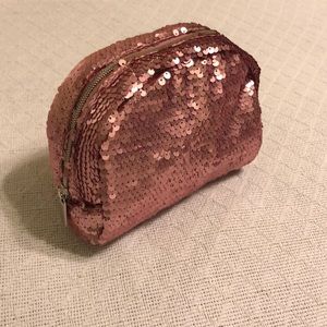 NWOT Blush Sequin Cosmetic Bag